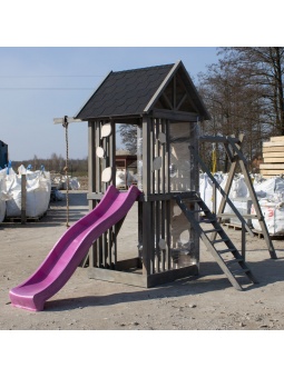 Ogrodowy domek dla dzieci z huśtawką