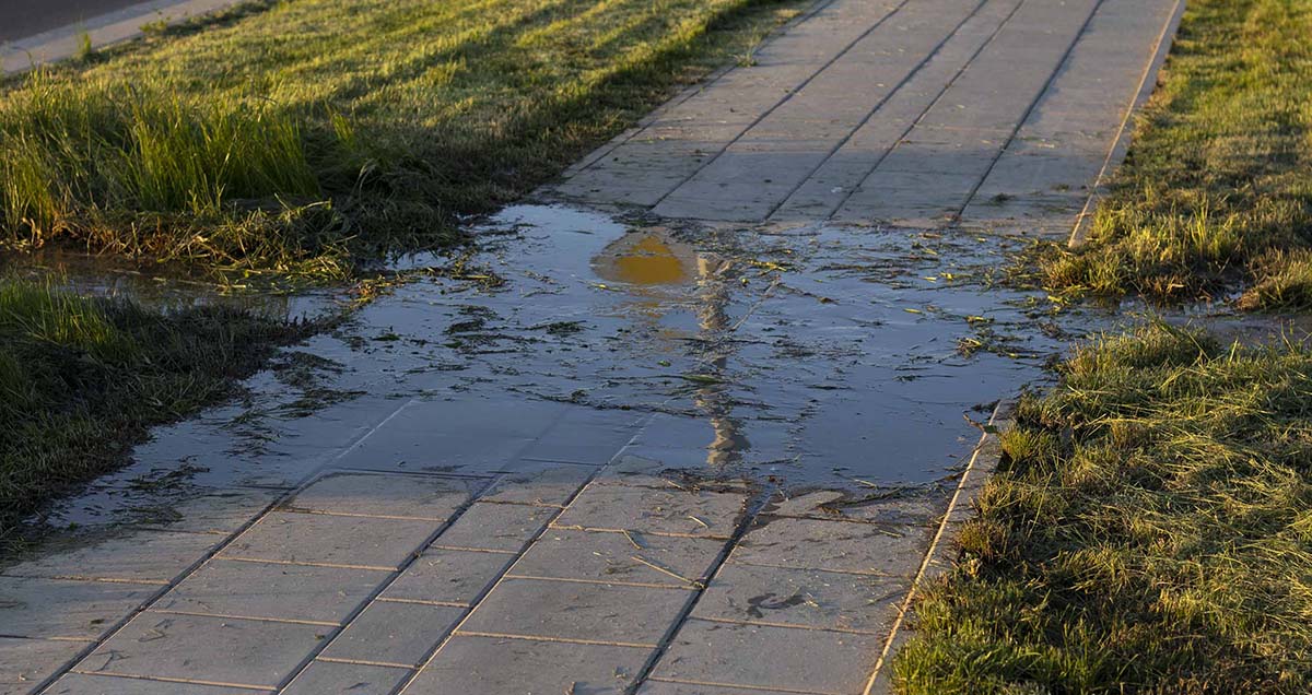 woda na nawierzchni z kostki brukowej